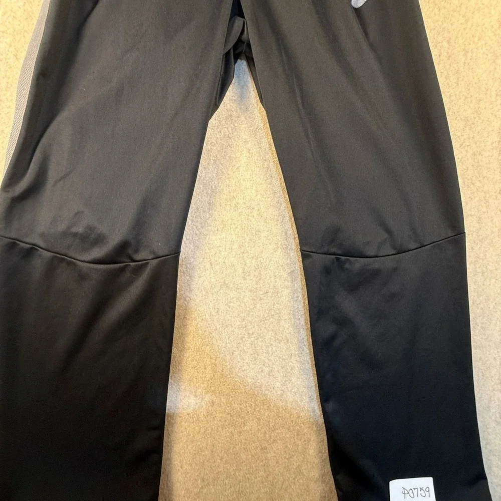 Nike Mens Black Track Pants Grey Side Stripe Straight Leg Size Medium